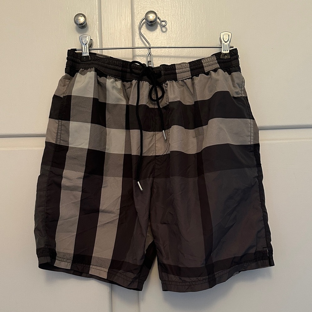 LIKE NEW Burberry Black & Grey Mens Swim Shorts